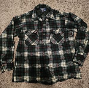 Pendleton Womens Green Plaid flannel size M vintage